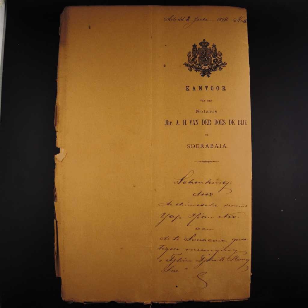 Koleksi Dokumen Tulis Tangan Akta Jual Beli Tanah Pemerintahan Hindia Belanda Wilayah Surabaya Tanggal 2 Juni 1898 No 6