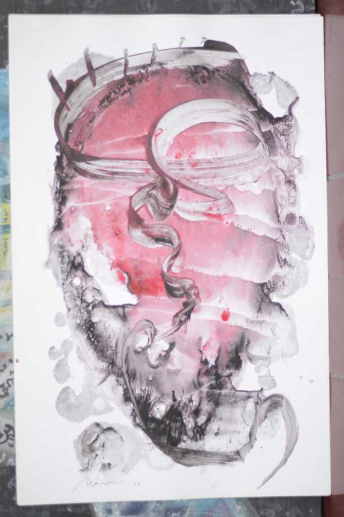 Lukisan akrilik ,tinta diatas kertas ( Kasmaran II )