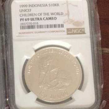 Koin perak Indonesia 1999 Unichef . NGC 69