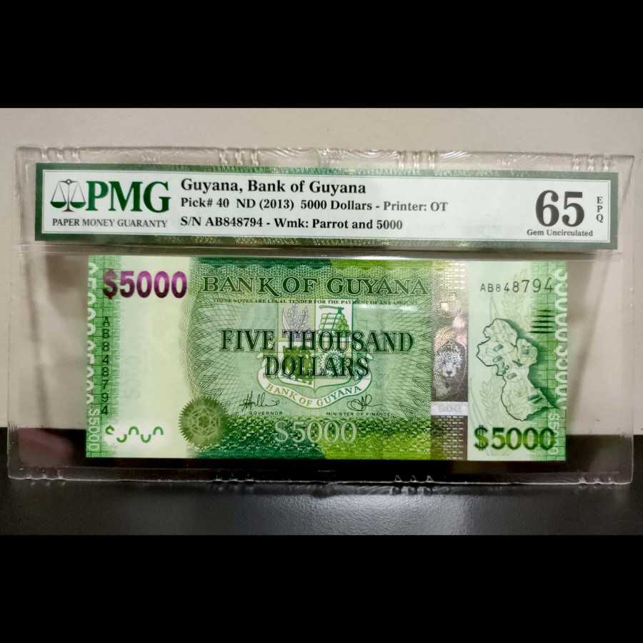 Guyana 5000 Dollars UNC PMG 65 EPQ
