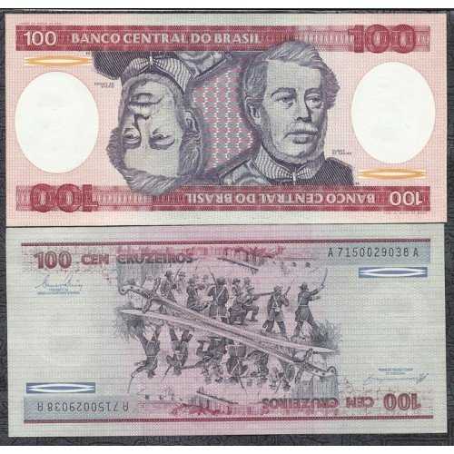 BL 1252 Brazil 100 Cruzeiros 1981-84 UNC Mulus Per 1 Lembar Flek Tipis