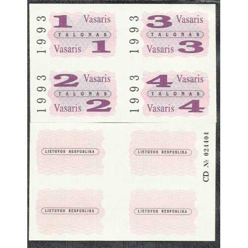 Stwb31 Lithuania Food coupons uncut 1993