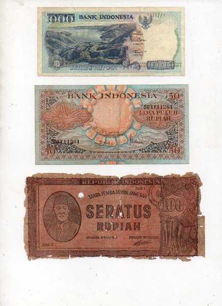 BL 2692 Lot 3 Lembar Uang Kuno Indonesia Berbeda Kondisi Sesuai Gambar