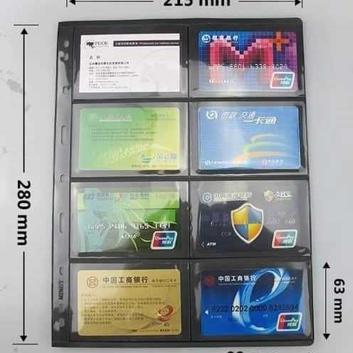 Refill uang kartu perangko mingt hitam 8 pocket kantong bijian eceran