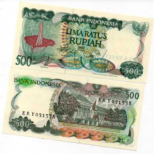 BL 1105 Indonesia 500 Rupiah Tahun 1982 UNC Mulus Per 1 Lembar