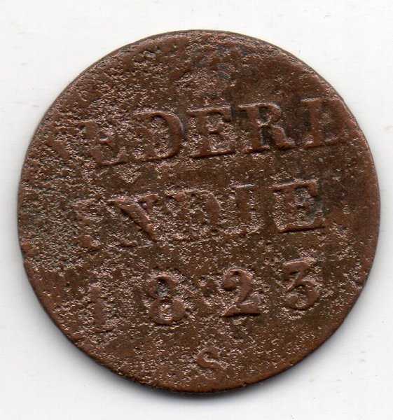 A1376 Nederlands Indies Seperempat Stuiver Tahun 1823 Bekas Sesuai Gambar
