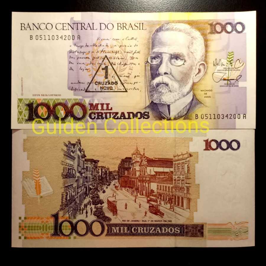 Brazil 1000 Cruzados 1986-1988 UNC Mulus
