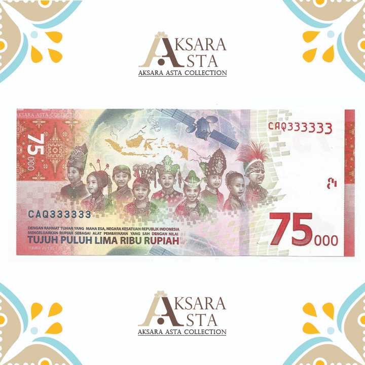 Uang Pecahan 75.000 Edisi Khusus 75 Tahun Indonesia Merdeka SOLID 3 UNC