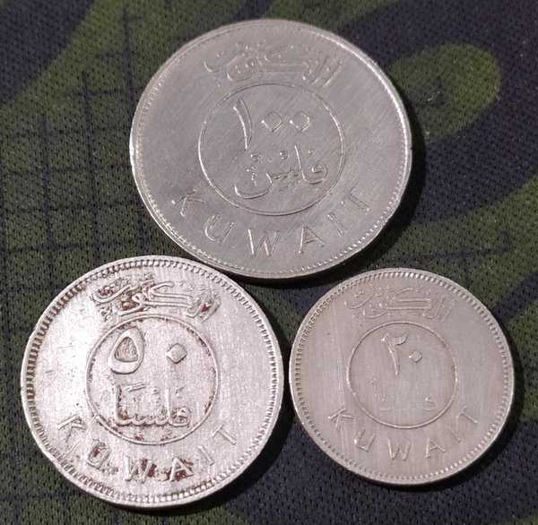 A2947 Set 3 Keping Koin Kuwait 25 50 100 Fill Asli Ready