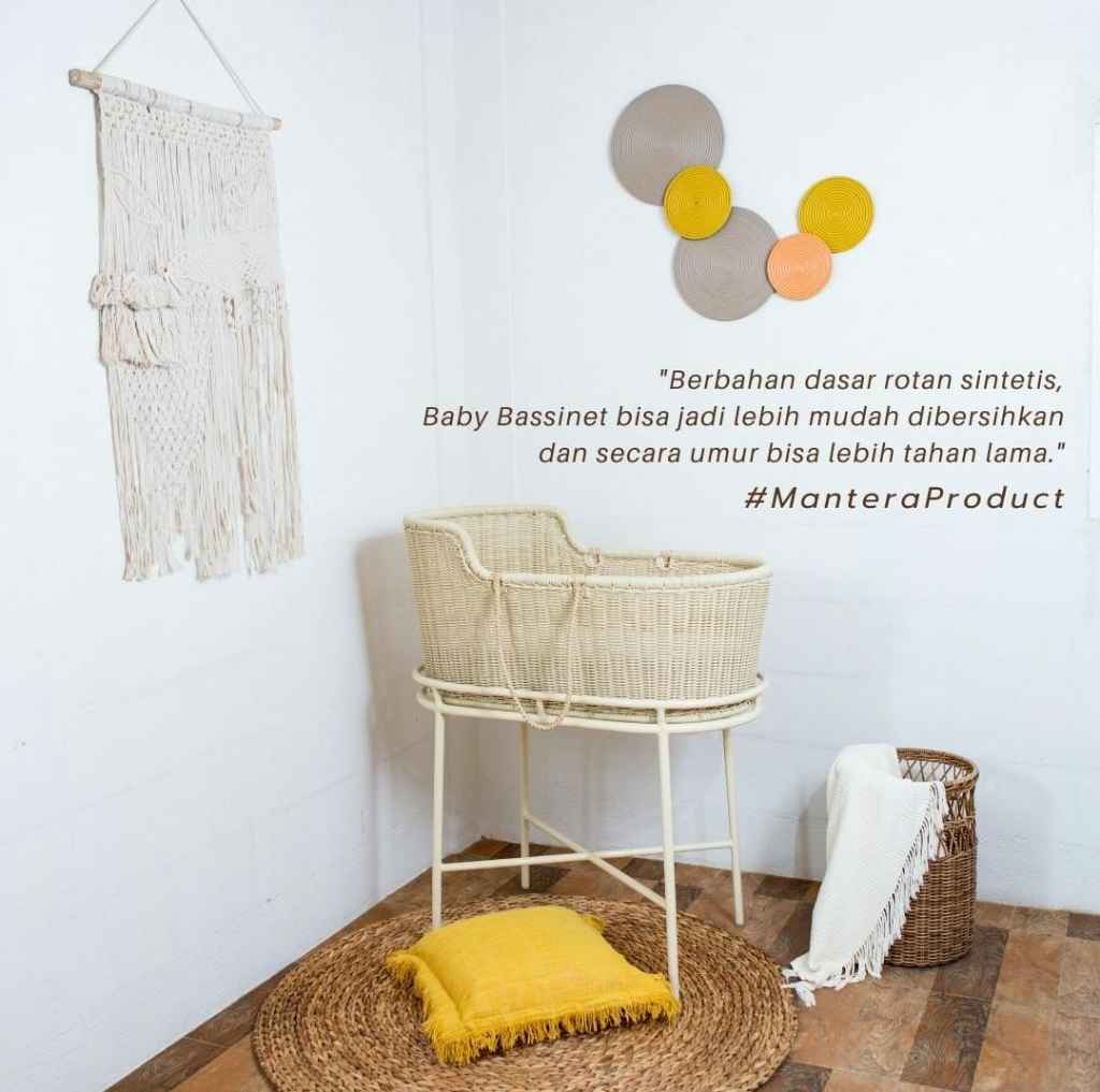 Bassinet Keranjang Bayi Krem Rotan Modern [ A003 ] by Mantera