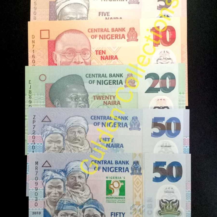 Nigeria Set 5 lembar dengan commemorative Polymer UNC