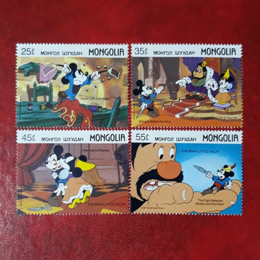 Perangko / Stamp : Mongolia 1987 - Disney " Little Tailor " 4 pcs
