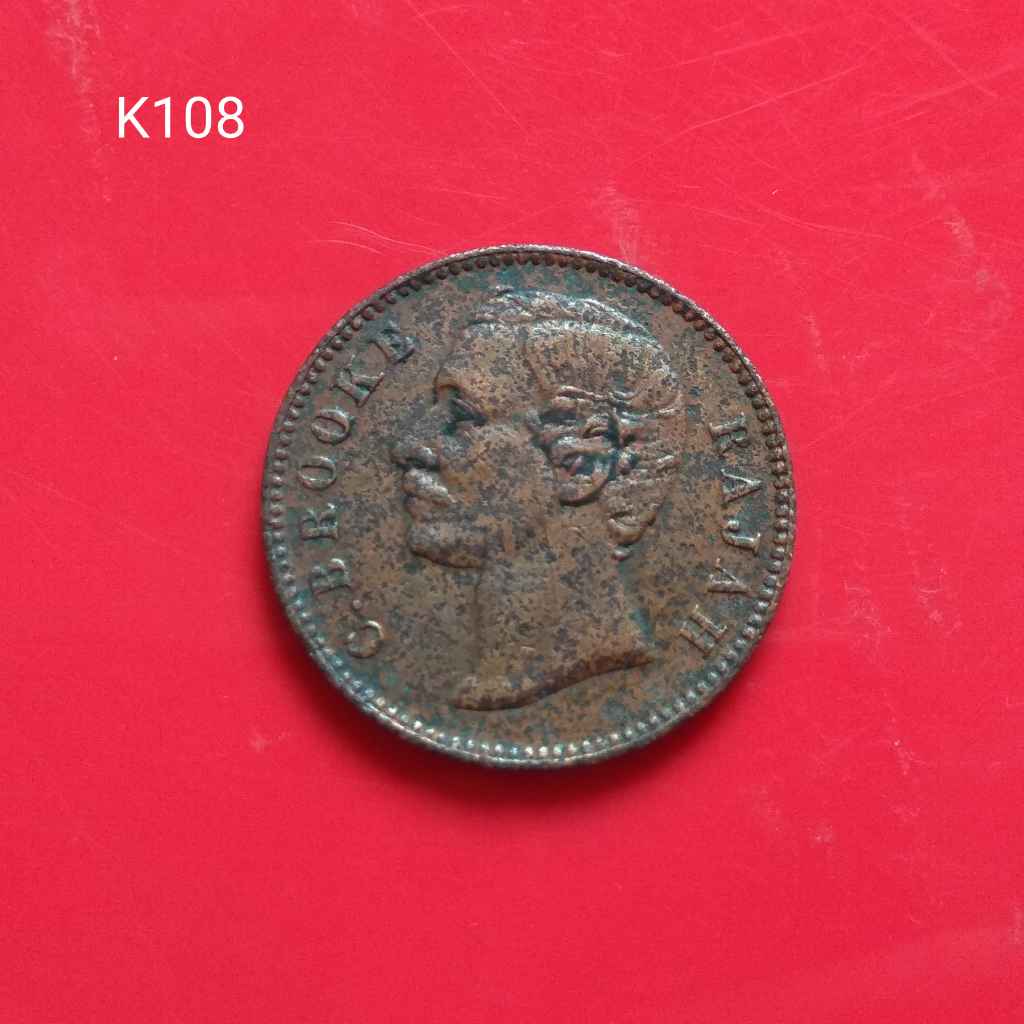 Uang Koin Kuno Setengah Cent SARAWAK 1870 Brooke Rajah Tembaga Malaysia Detail K108