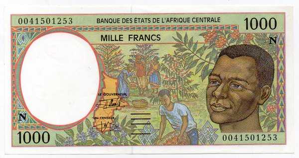 Bl 1541 Central Africa - Afrika States Gabon 1000 Francs Tahun 2000 UNC Mulus Per 1 Lembar