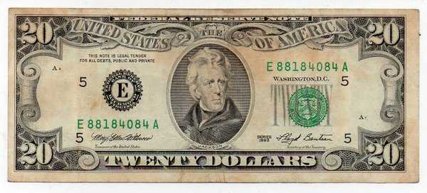 BL 1455 Amerika USD 20 Dollar Tahun 1993 Bekas Pakai Sesuai Gambar