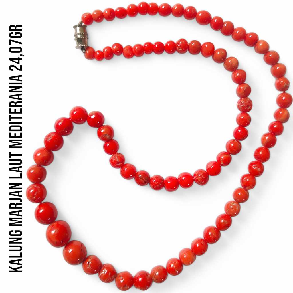 Kalung Marjan Corallium Rubrum Asli Laut Mediterania 24,07 Gram