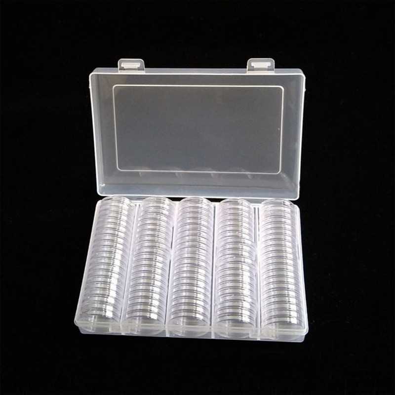 Pelindung koin Kapsul coin bulat 22 mm transparan box plastik