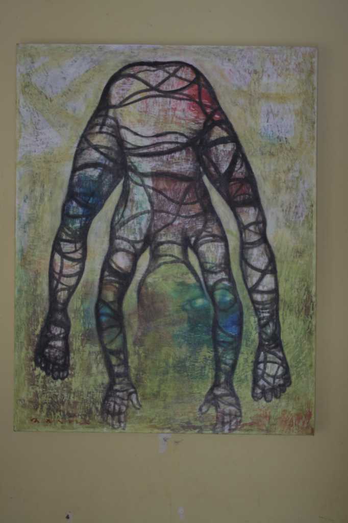 lukisan aklirik di atas kanvas "MENYENTUH TANAH"