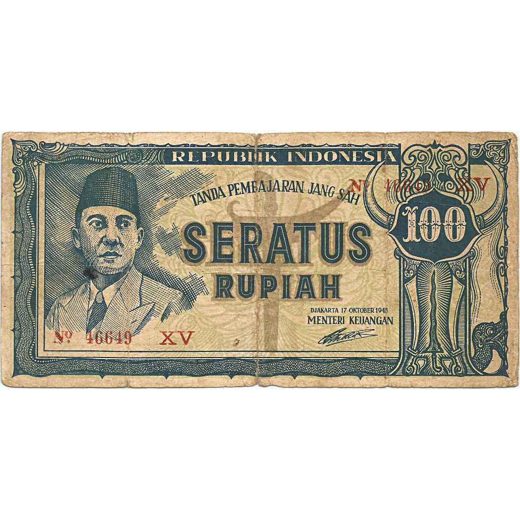 (RARE) Uang Kuno Indonesia 1945 (ORI) Soekarno Keris 100 Rupiah