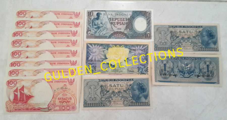 Paket uang kuno 818 rupiah kertas mahar pernikahan 100p pbb