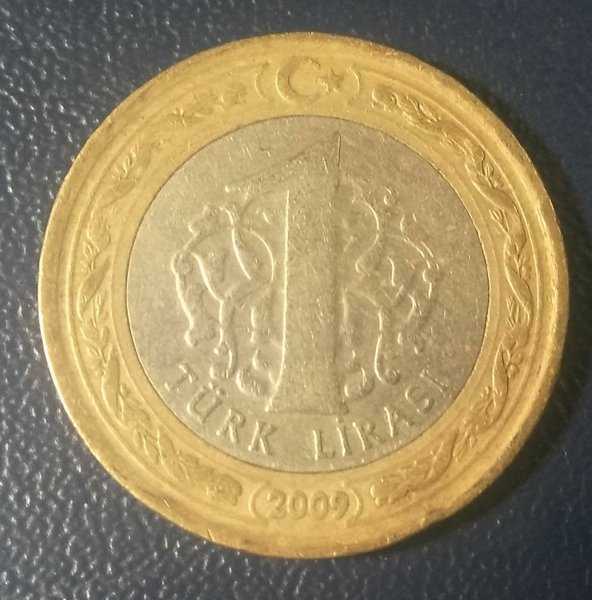 A 1686 Koin Bimetal 1 Lirasi Turkey Tahun 2009 Kondisi Sesuai Photo