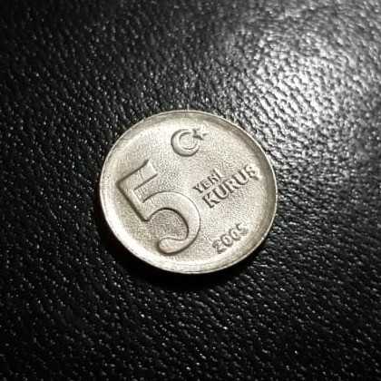 Turki (Turkey) - 5 New Kurus 2005 : Koin / Asing / Uang Kuno