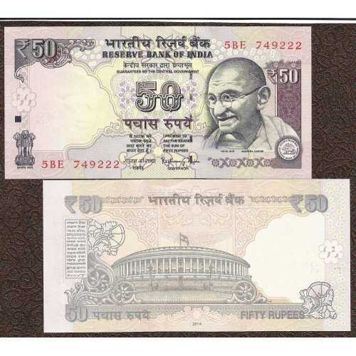 BL 1043 Reserbe Bank Of India 50 Rupees 2015 UNC Mulus Per 1 Lembar