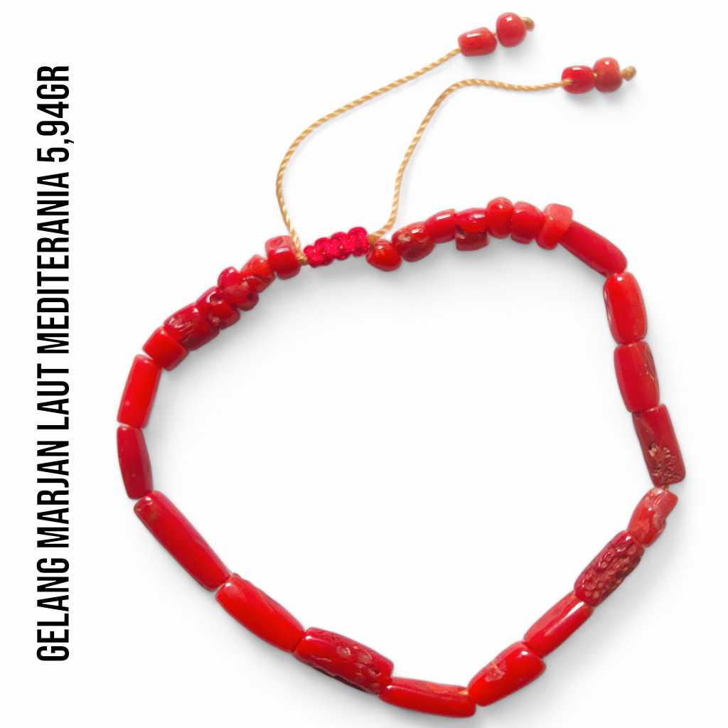 Gelang Marjan Corallium Rubrum Asli Laut Mediterania 5,94 Gram