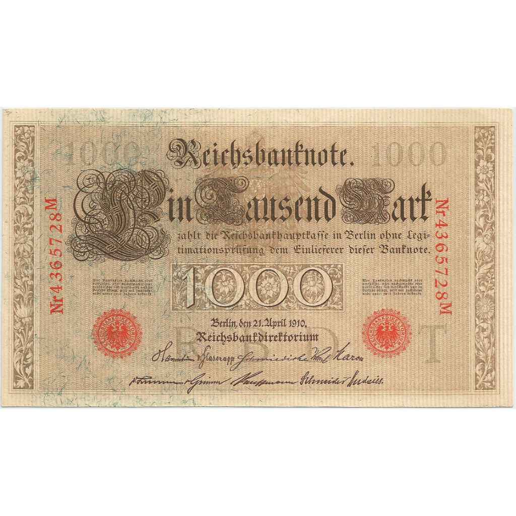 Uang Kuno Jerman (Germany) 1910 1000 Mark (Unik Ukuran Besar)