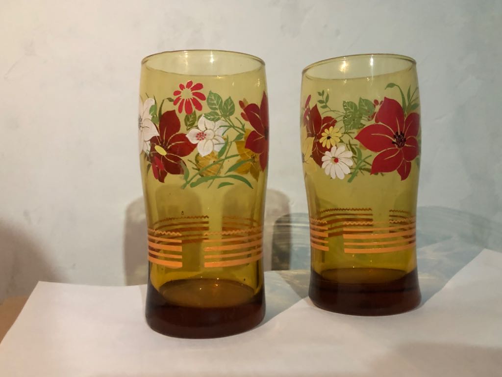 Gelas kristal vintage motif bunga isi 4