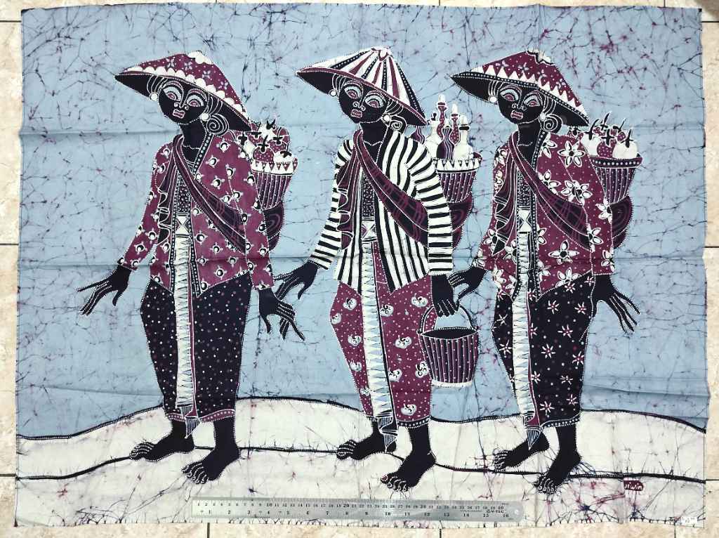 Lukisan Bakul Jamu Gendong Pewarna Batik Bahan Kain Katun Size Besar [B5]