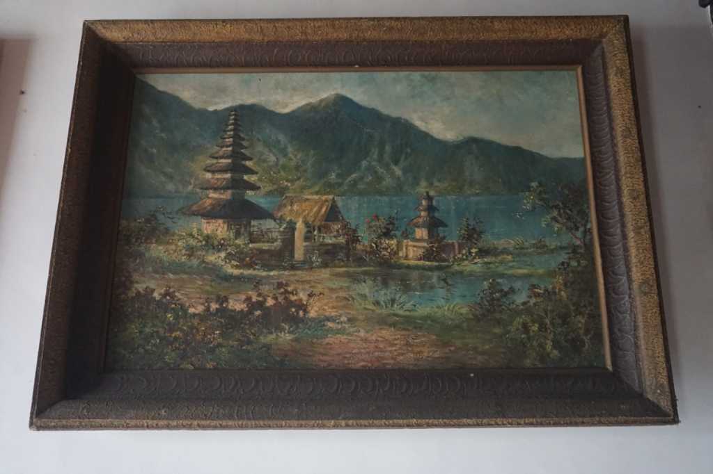 Lukisan Objek Rumah Bali Karya Jiana / Diana