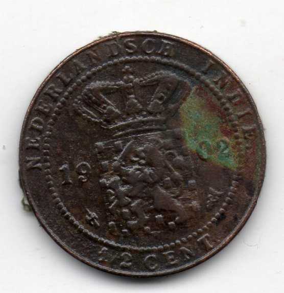A3862 Koin Kuno Ned Indie 1-2 Cent 1902 Sesuai Gambar Asli Ready