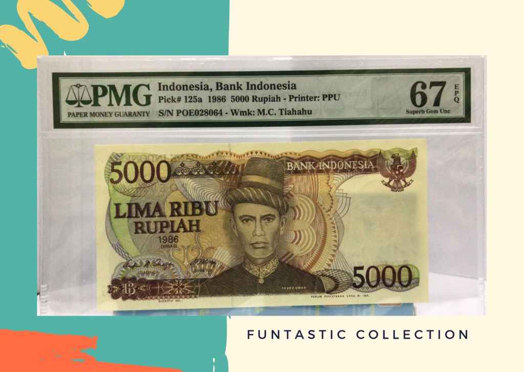 Uang Kuno Indonesia 5000 Rupiah Teuku Umar PMG 67