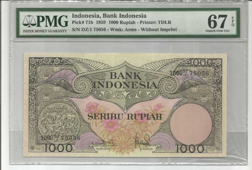 Uang Indonesia Rp. 1000 Thn. 1959 PMG 67 EPQ
