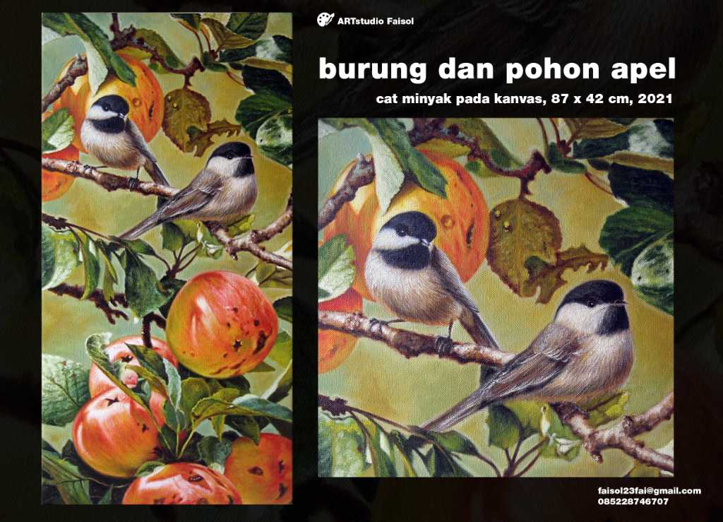 Lukisan burung dan pohon apel
