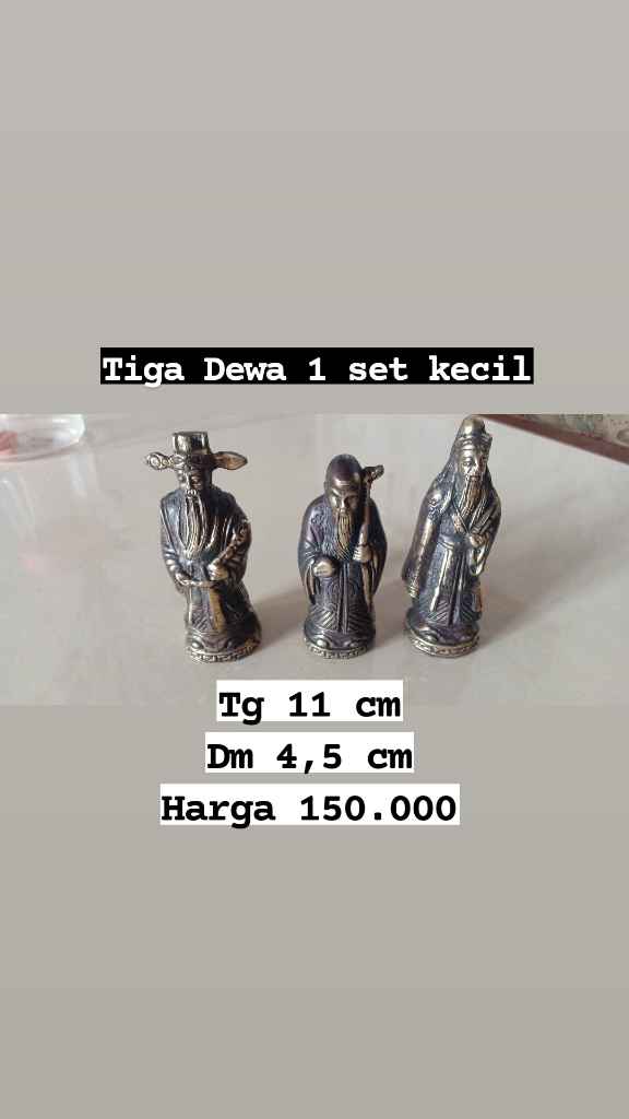 Miniatur Tiga Dewa Bahan Tembaga Dan Kuningan