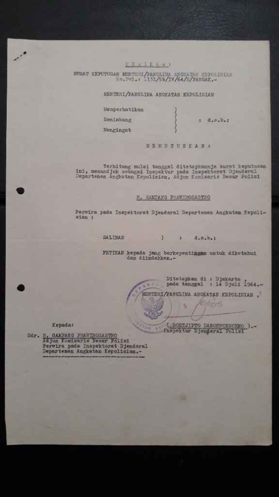 Arsip Surat Keputusan TTD Soetjipto Danoekoesoemo