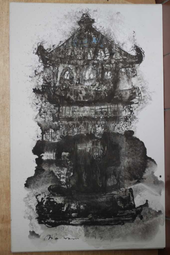 Lukisan tinta diatas kertas ( Dibalik Awan 2 )