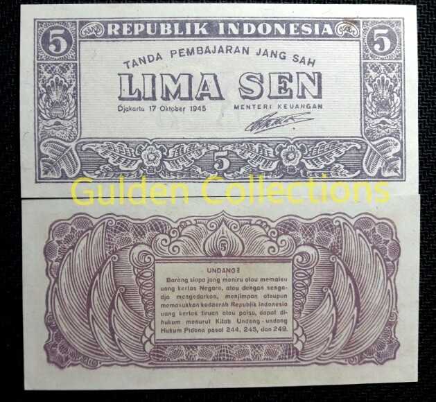 Uang Kuno Indonesia Ori 5 Sen 1945 UNC Koleksi Numismatik