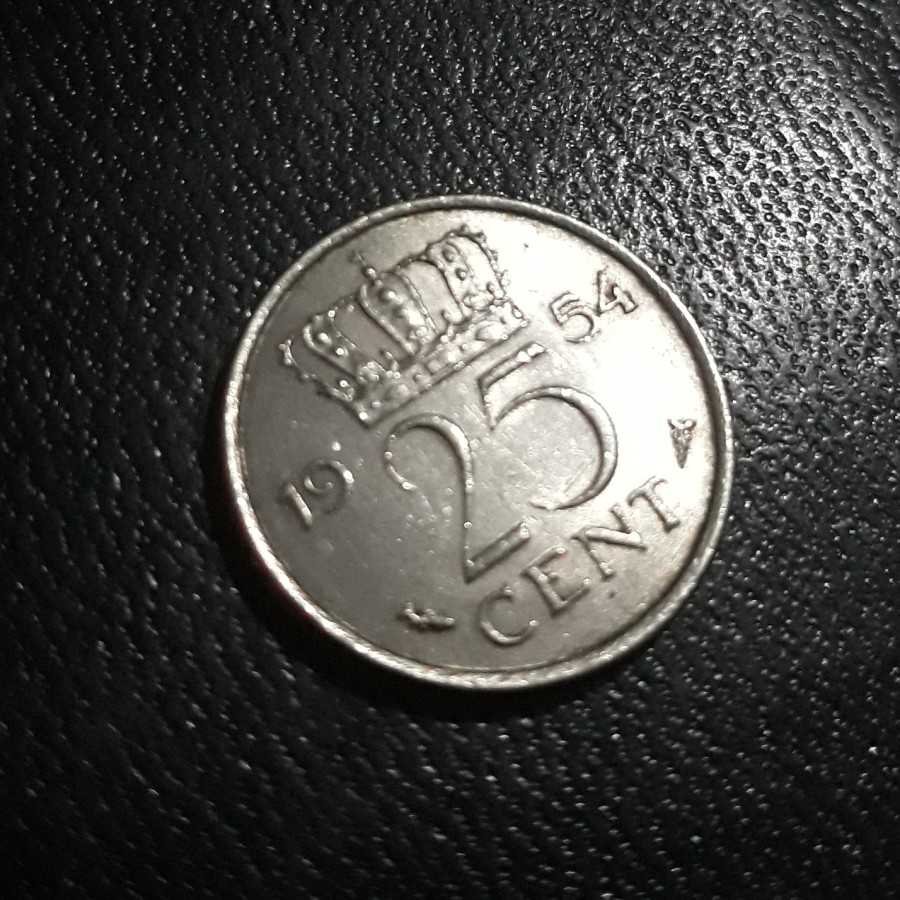 Belanda ( Netherlands ) - 25 Cents 1954 : Koin / Asing / Kuno