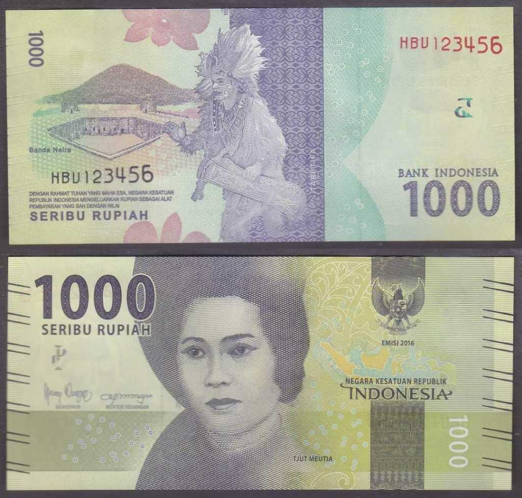 ASCENDING NUMBER Rp 1.000,- SN HBV 123456 UNC