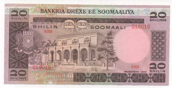BL 2163 Somalia 20 Shilin Tahun 1980 UNC Mulus Sesuai gambar