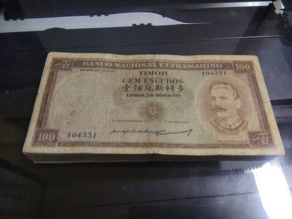 BL1930 Per 1 Lembar Timor 100 Escudos Tahun 1959 Bekas Pakai