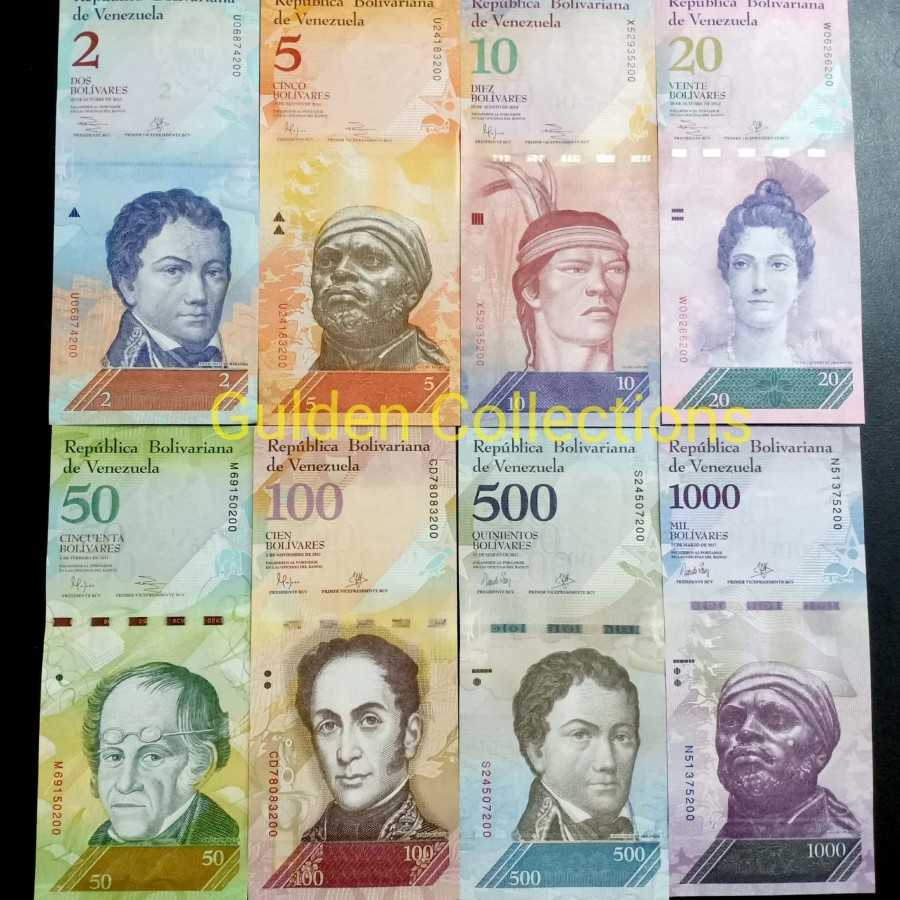 Uang Kuno Set Venezuela 8pcs 2 5 10 20 50 100 500 1000 UNC Baru Gress