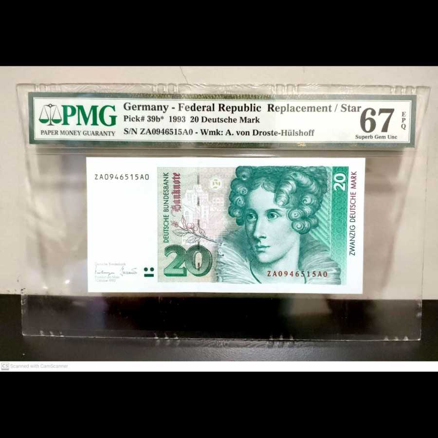 Germany 20 Deutsche Mark 1993 REPLACEMENT UNC PMG 67 EPQ