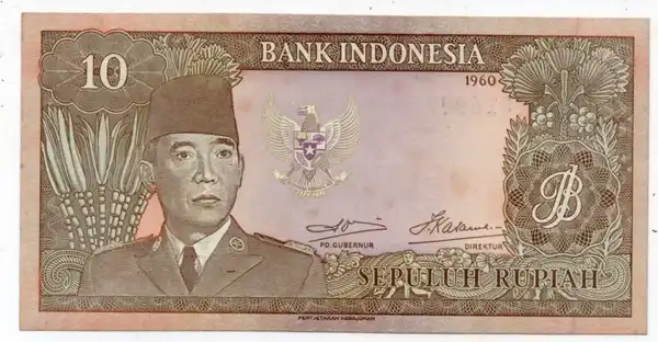 BL 2260 Uang Kuno 10 Rupiah Soekarno Tahun 1960 UNC Flek Tipis Sesuai gambar