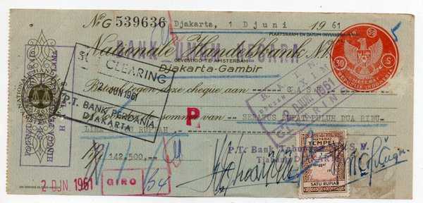 BL 713 Cek National handels Bank Cetak Tindih BNI