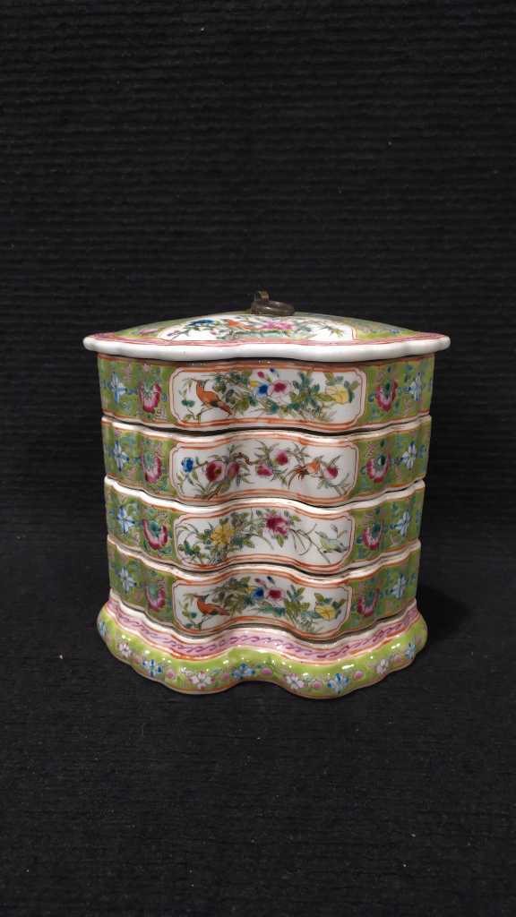 Rantang keramik pita susun 4 utuh mulus