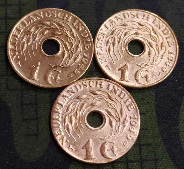 A2970 Per Set 3 Keping 1 Cent Jaman belanda 1945 P D S Asli Ready